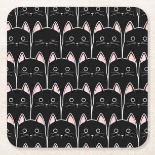 Veel zwarte katten vierkante kartonnen onderzetter