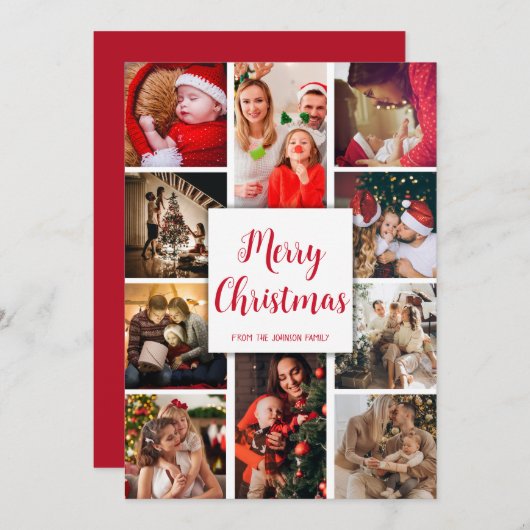 Veeleer elf kerstfoto's met kalligrafie feestdagenkaart (Voorkant / Achterkant)