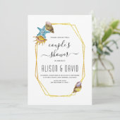 Veelhoek en seizoenshellen strandbruiloft: douche kaart (Staand voorkant)