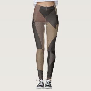 Veelhoekige driehoeken geometrische afdrukbruine k leggings