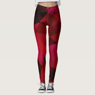 Veelhoekige geometrische driehoeken rode afdruk leggings