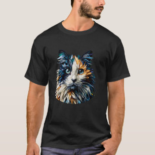 Veelhoekige Kunst Balinese Kat Langharige Siamese T-shirt