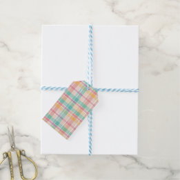 veelkleurig geblokt plaid cadeaulabel