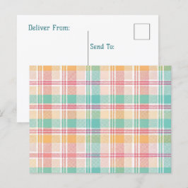 veelkleurig geblokt plaid feestdagenkaart