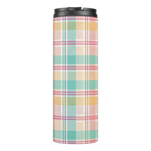 veelkleurig geblokt plaid thermosbeker (Achterkant)