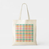 veelkleurig geblokt plaid tote bag (Achterkant)