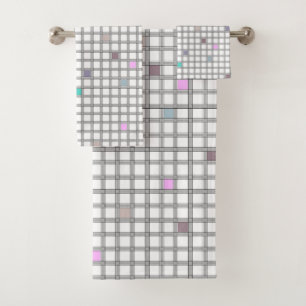Veelkleurig geometrisch geruit patroon bad handdoek