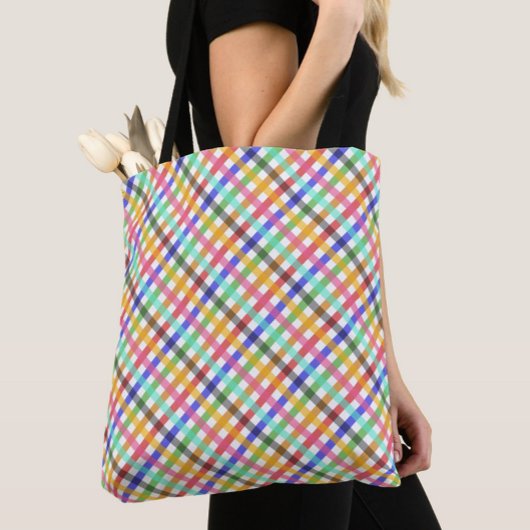 Veelkleurig Gingham Plaid Pattern Design Draagtas