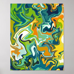 veelkleurige Abstracte vloeistofbeweging Poster