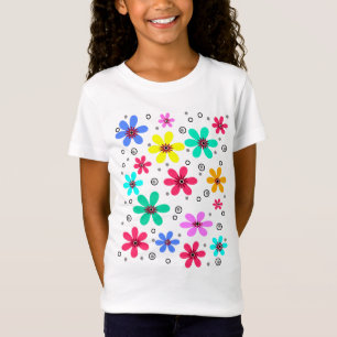 Veelkleurige bloemen madeliefjes retro achtergrond t-shirt