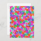 Veelkleurige bloemen met de hand getekend bloemmot briefkaart (Voorkant / Achterkant)