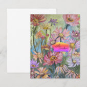 Veelkleurige Bloemen Vlakke Nota Kaart (Voorkant / Achterkant)