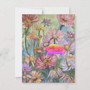 Veelkleurige Bloemen Vlakke Nota Kaart