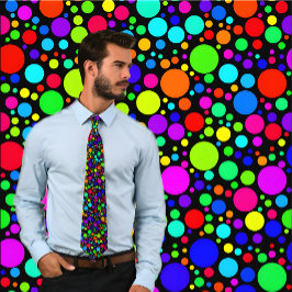 Veelkleurige Bubble Stippen Stropdas (zwart)