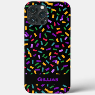 veelkleurige confetti zwart iPhone 13 pro max hoesje