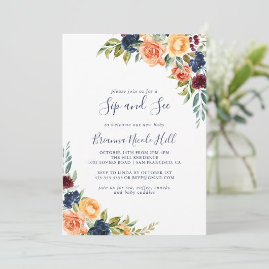 Veelkleurige Elegante Bloemen Sip en See Kaart (Staand voorkant)