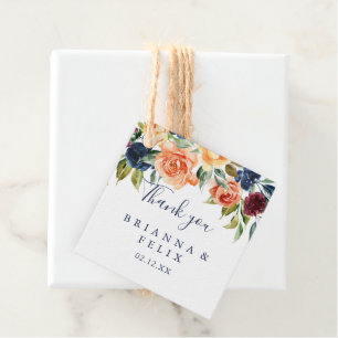 Veelkleurige Elegante Bloemenbruiloft Bedankjes Labels