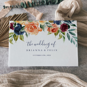 Veelkleurige Elegante Bloemenbruiloft Gastenboek