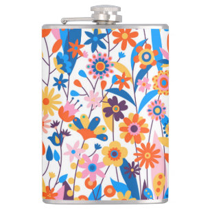 Veelkleurige exotische bloemenachtergrond-32939 heupfles