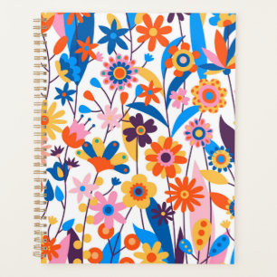 Veelkleurige exotische bloemenachtergrond planner