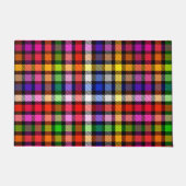 Veelkleurige Flanel Twill Plaid Tartan op zwart Deurmat (Voorkant)