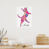 Veelkleurige frolicking cat poster (Keuken)