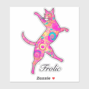 Veelkleurige frolicking cat sticker