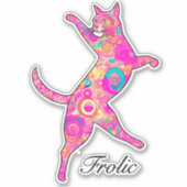 Veelkleurige frolicking cat sticker (Voorkant)