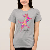 Veelkleurige frolicking cat Tri-Blend shirt (Voorkant)