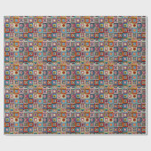 Veelkleurige gehaakte Granny Square Quilt Cadeaupapier (Vlak)