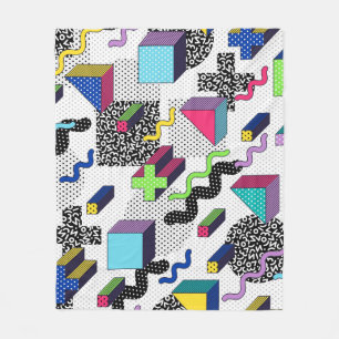 Veelkleurige geometrische vormen, retro patroon. fleece deken