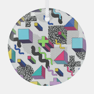 Veelkleurige geometrische vormen, retro patroon. glas ornament