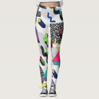 Veelkleurige geometrische vormen, retro patroon. leggings