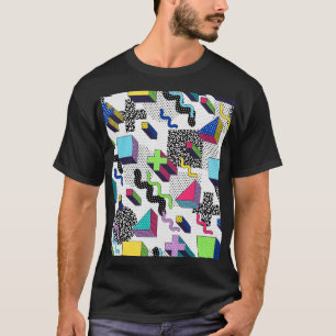 Veelkleurige geometrische vormen, retro patroon. t-shirt