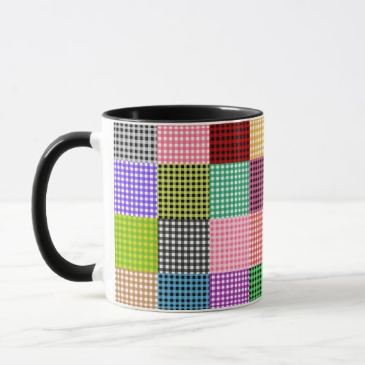 Veelkleurige Gingham Patchwork Plaid Pattern Mok (Links)