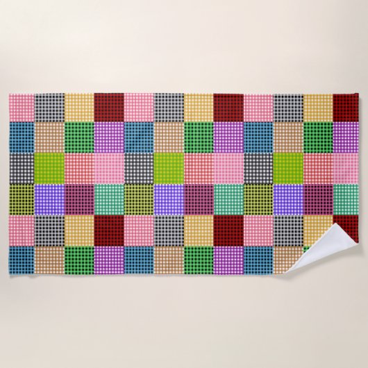 Veelkleurige Gingham Patchwork Plaid Pattern Strandlaken (Voorkant)