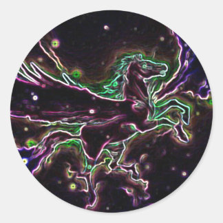 Veelkleurige grafische vormgeving pegusas ronde sticker