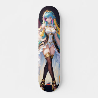 Veelkleurige Haar Anime Meisje Skateboard