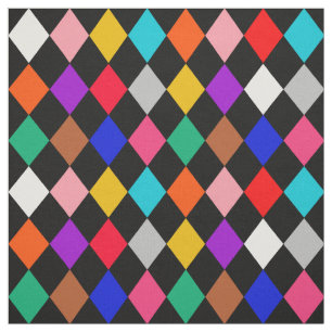 Veelkleurige Harlequin Diamonds Patroonontwerp Stof
