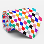Veelkleurige Harlequin Diamonds Patroonontwerp Stropdas