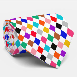 Veelkleurige Harlequin Diamonds Patroonontwerp Stropdas