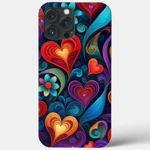Veelkleurige harten en bloemen iPhone 13 pro max hoesje