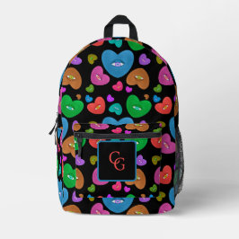 Veelkleurige harten met oogbal Liefde Valentijnse  Bedrukte Rugzak