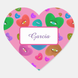 Veelkleurige harten met oogbal Liefde Valentijnse  Hart Sticker