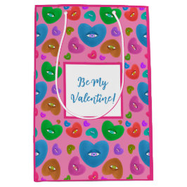 Veelkleurige harten met oogbal Liefde Valentijnse  Medium Cadeauzakje