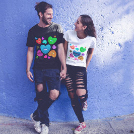 Veelkleurige harten met oogbal Liefde Valentijnse  T-shirt