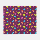 Veelkleurige harten: Waterverf Paarse patroon. Fleece Deken (Voorkant (Horizontaal))