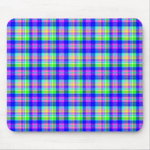 Veelkleurige heldere neon met een geruit patroon muismat
