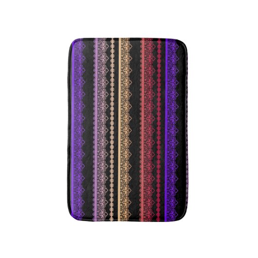 Veelkleurige kant op zwart badmat (Voorkant Verticaal)