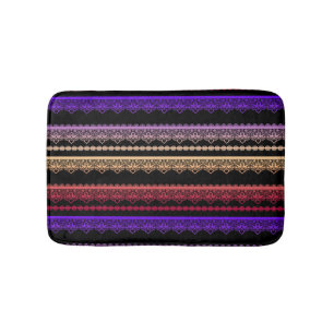 Veelkleurige kant op zwart badmat